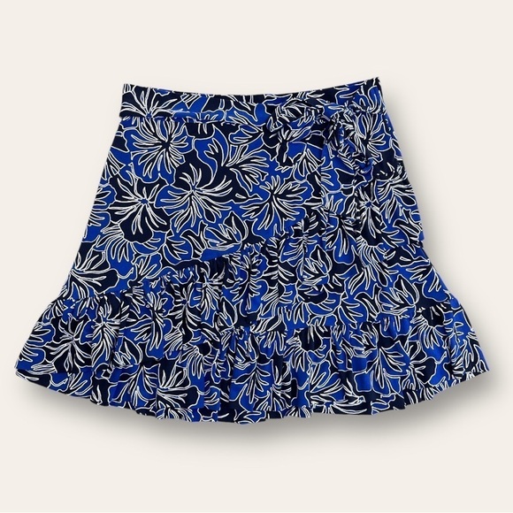 MICHAEL Michael Kors Blue Floral Ruffled Skirt Size M - Picture 6 of 13